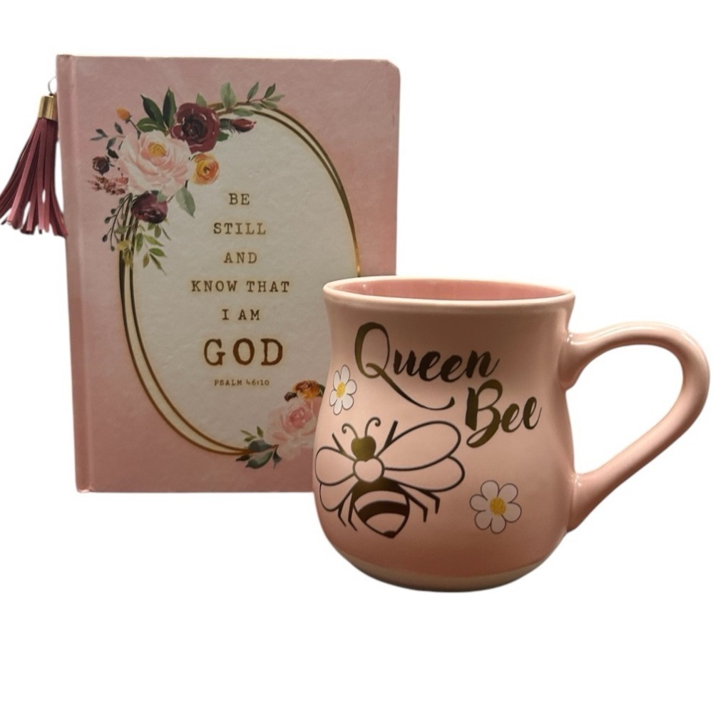 Pink Queen Bee Mug and Floral Inspirational Journal, NWOT - Picture 4 of 4